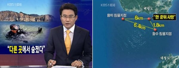 ▲ KBS가 2010년 4월7일 뉴스9에서 보도한 제3의부표 뉴스. 영상갈무리
