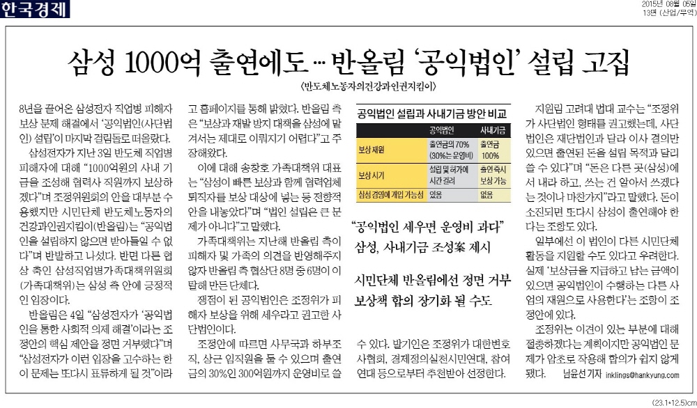 ▲ 2015년 8월5일자 한국경제 기사.