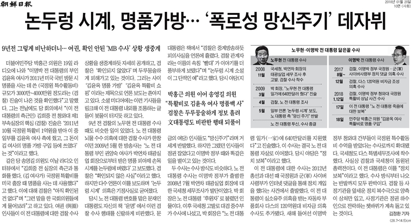 ▲ 20일 조선일보 10면