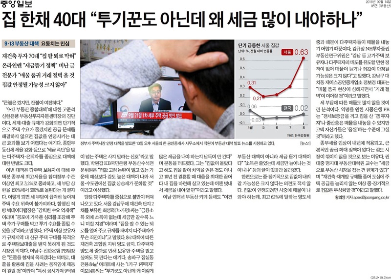 ▲ 14일 중앙일보 기사.