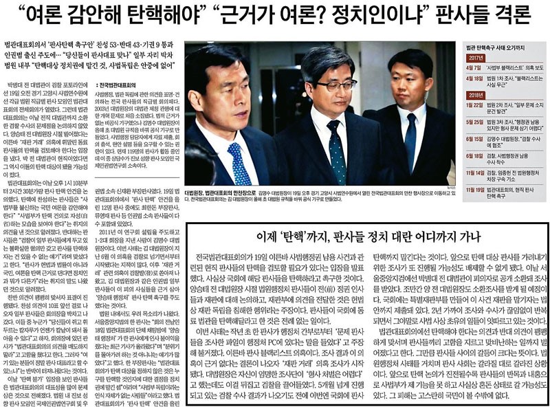 ▲ 조선일보 20일자 3면과 사설