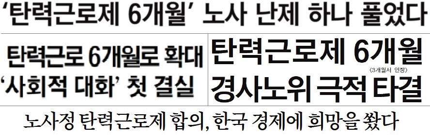 ▲ (왼쪽 위부터) 한국일보·세계일보·중앙일보 1면 머리 제목, 중앙일보 사설