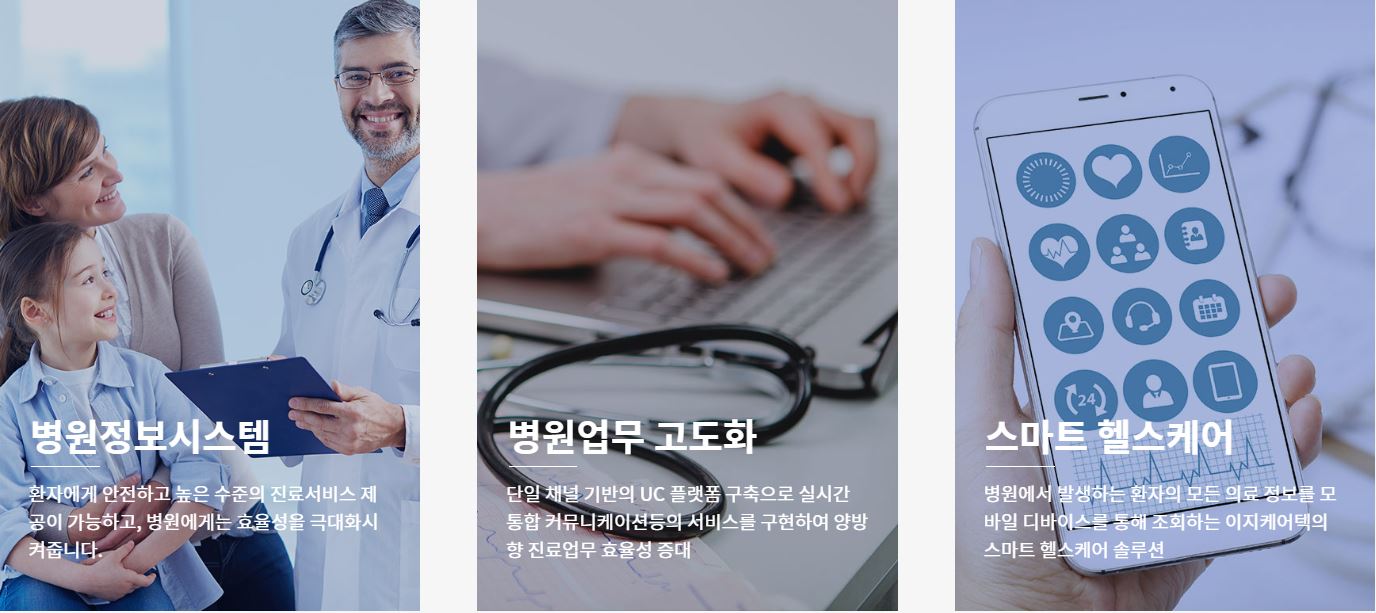 ▲ 서울대병원이 44.6% 출자한 환자 의료정보시스템 제공업체 이지케어텍 웹사이트 갈무리.