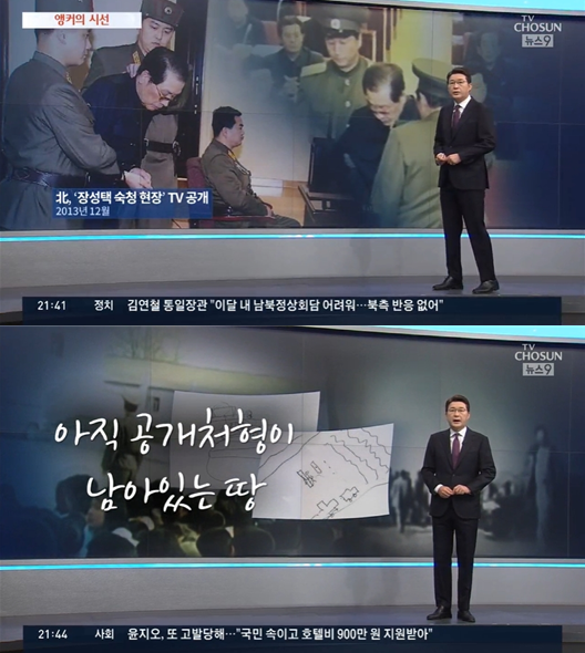 ▲북한의 공개처형 비판하는 TV조선 ‘뉴스9’(6/12)