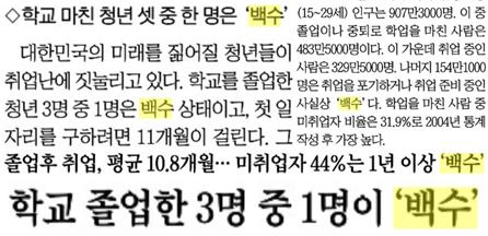 ▲ 지난 7월17일 ‘백수’ 표현 사용한 조선일보 기사. 사진=민주언론시민연합