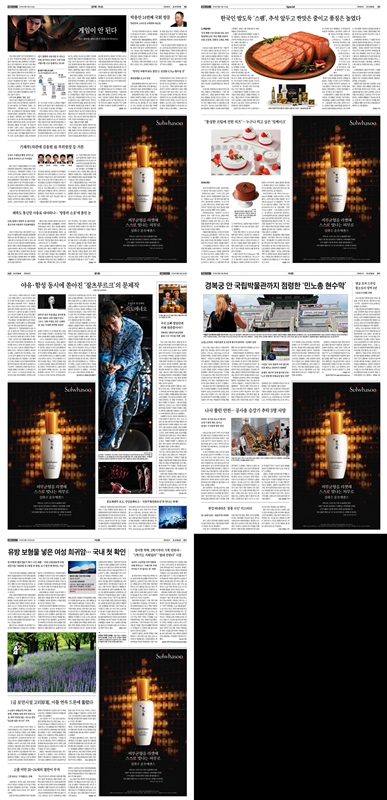 ▲8월14일부터 8월17일까지 5번의 지면 광고를 조선일보에 실은 아모레퍼시픽.