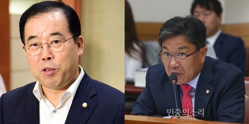 ▲ 한국당 박성중 의원(왼쪽)과 윤상직 의원.