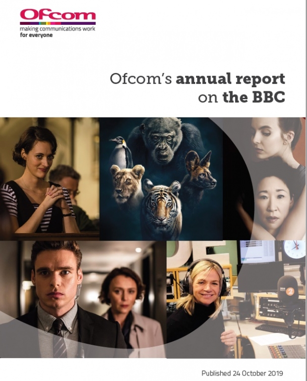 ▲영국 방송통신규제기관 오프콤(Ofcom)이 지난 24일 발표한 BBC 연례 보고서 표지.