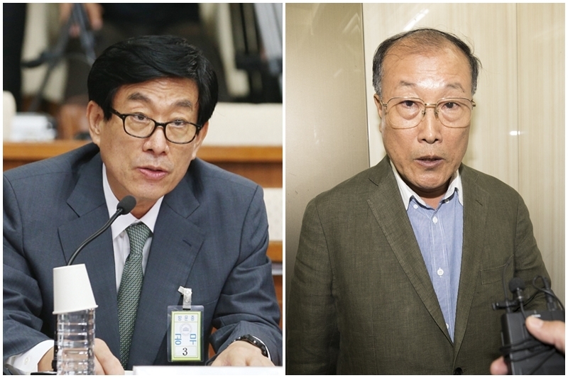 ▲ 원세훈 전 국정원장(왼쪽)과 김재철 전 MBC 사장. 사진=이치열 기자.