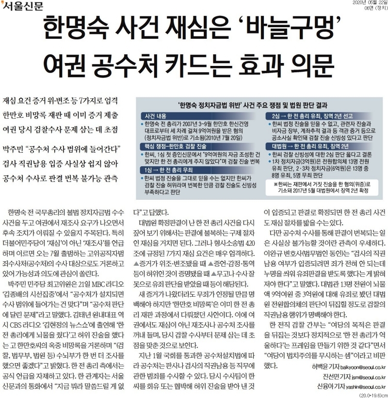 ▲ 5월22일자 서울신문 6면 기사.