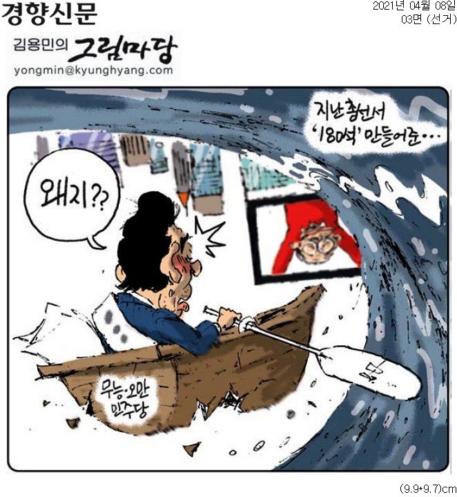 ▲ 8일자 경향신문 만평