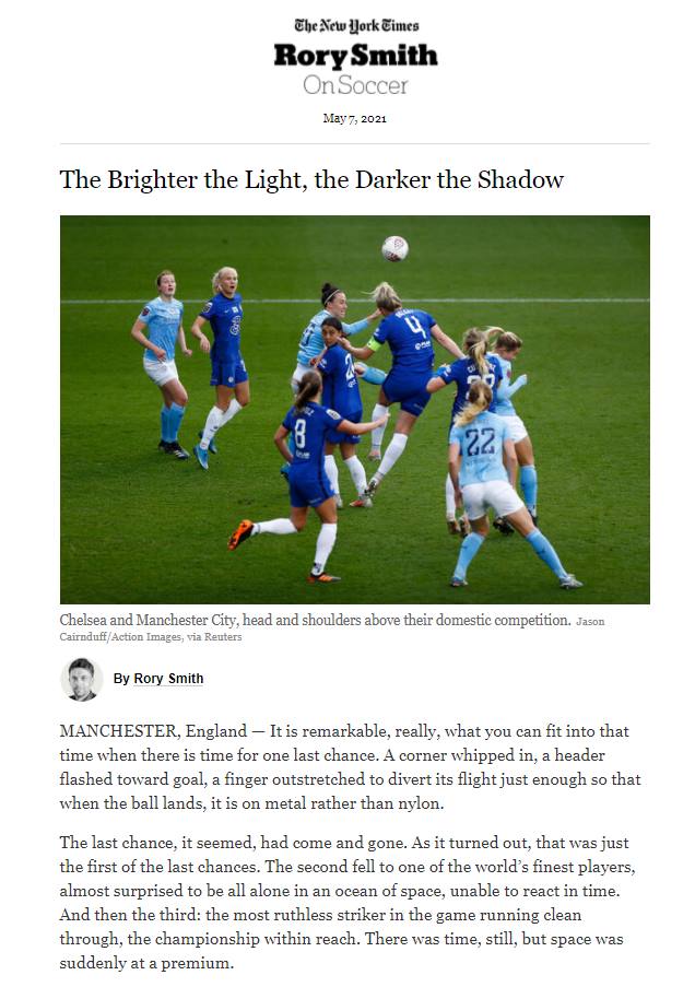 ▲뉴욕타임스  ‘Rory Smith On Soccer’ 뉴스레터 중 일부.&nbsp;