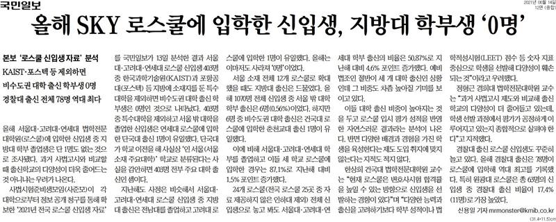 ▲14일 국민일보 12면