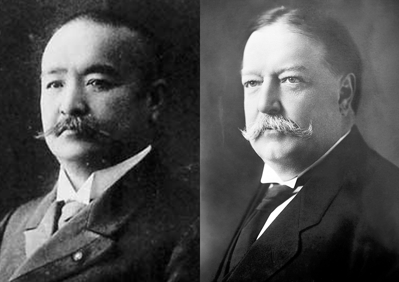 ▲ 1905년 7월29일 일본 제국 내각총리대신 가쓰라 다로와 미국 육군 장관 윌리엄 하워드 태프트.