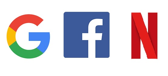 ▲ 구글, 페이스북, 넷플릭스 로고