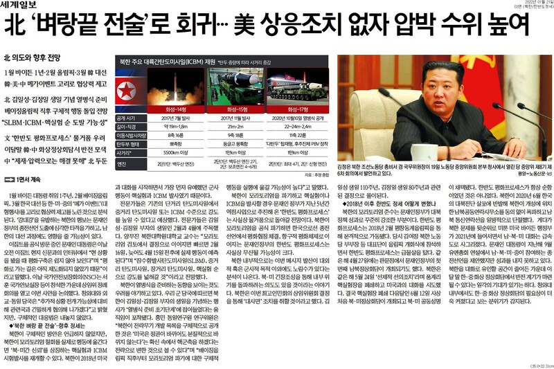 ▲21일 자 북한 핵 실험 관련 셰계일보 보도. 사진=세계일보 갈무리