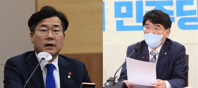 ▲ 박찬대(왼쪽) 민주당 의원과 박완주 무소속 의원