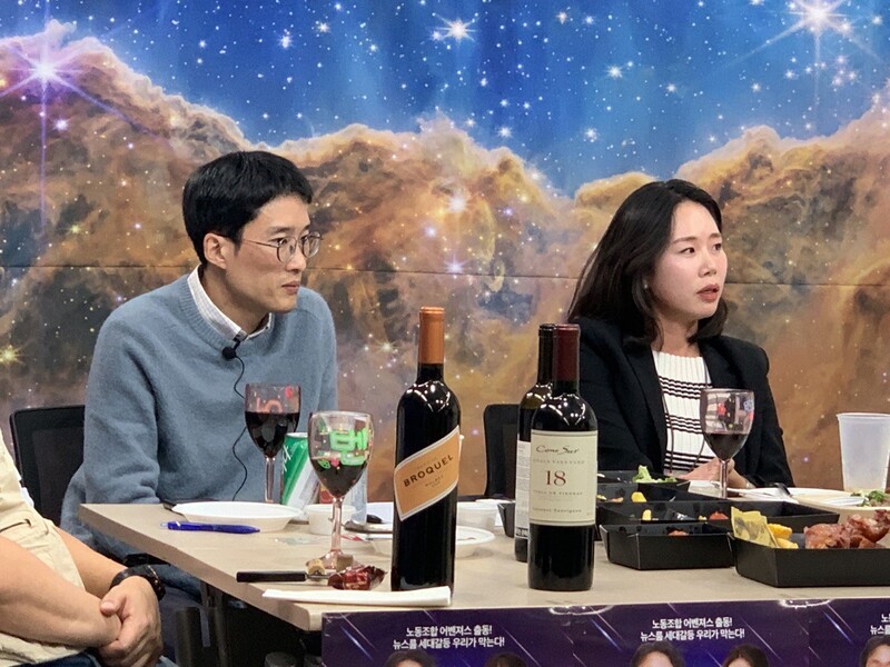 ▲ 박영흠 연구위원(왼쪽)과 윤지나 기자. 사진=윤유경 기자.