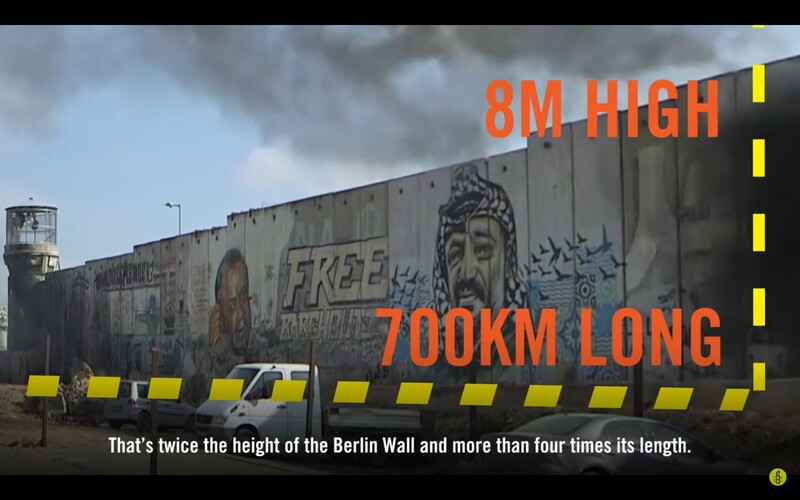 ▲이스라엘이 팔레스타인에 세운 분리벽. 국제앰네스티 영상 캡쳐