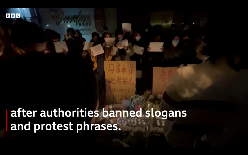 ▲ BBC는 “일부 주민은 시진핑 주석의 퇴진까지도 요구하고 있다”고 전했다. BBC 보도 갈무리