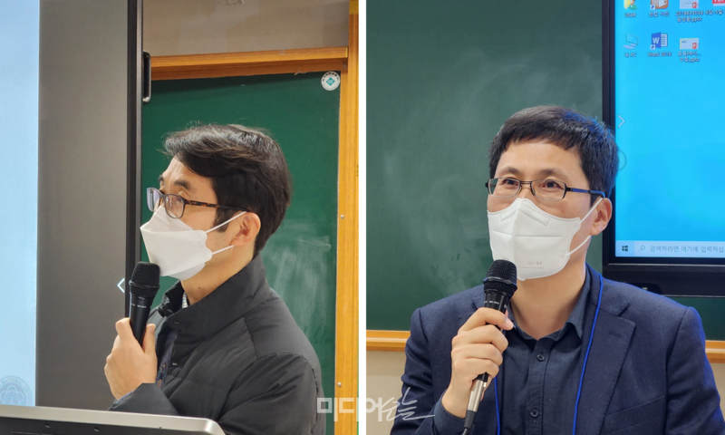 ▲김연식 교수(왼쪽)와 남인용 교수(오른쪽). 사진=윤수현 기자.