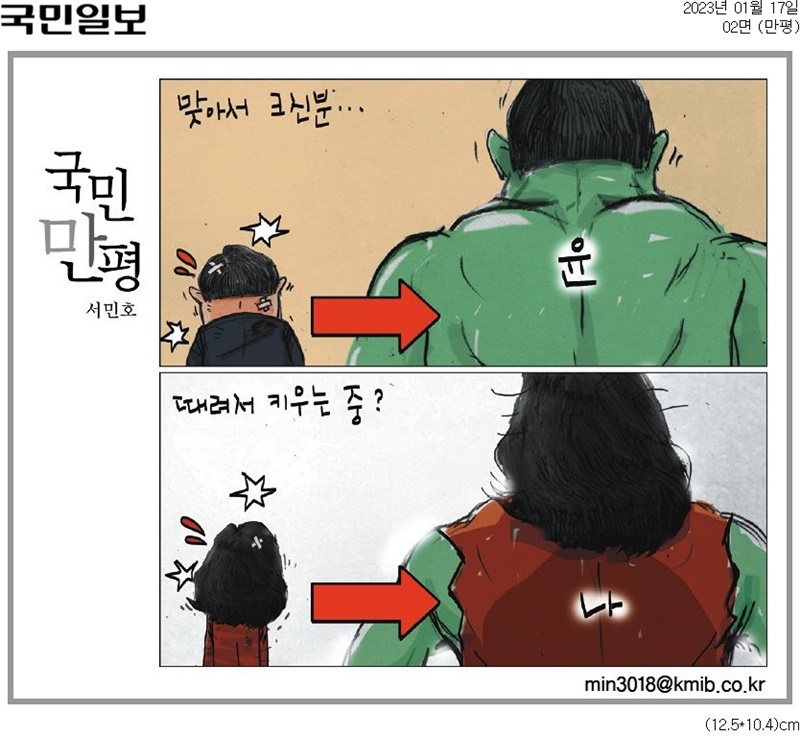 ▲ 17일자 국민일보 만평