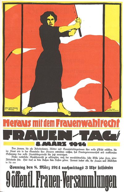 ▲ 1914년 3월8일, 독일에서 게시된 국제 여성의 날 포스터. 사진=위키백과
