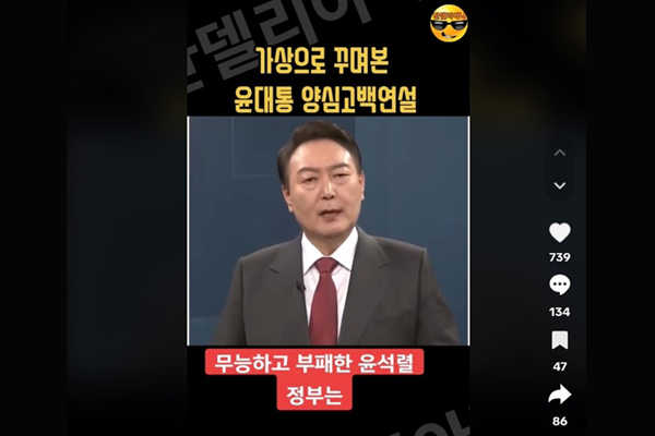 ▲ 틱톡에 올라온 윤석열 대통령 풍자 콘텐츠.