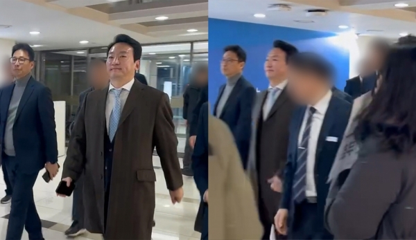 ▲2024년 12월 16일 조직개편에 반대하는 KBS 구성원들과 마주친 박장범 KBS 사장. 사진=전국언론노동조합 KBS본부