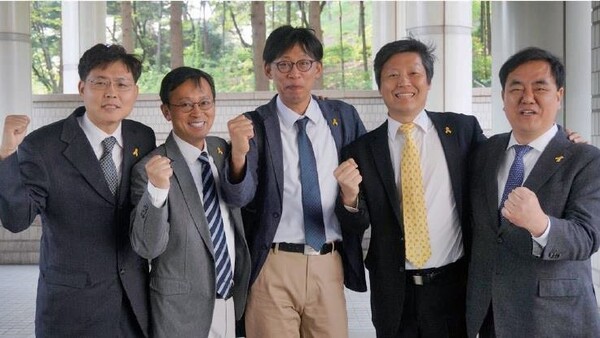 ▲ 2015년 5월7일, 왼쪽부터 장재훈·김민식·정영하·이용마·강지웅. 사진=전국언론노동조합 MBC본부