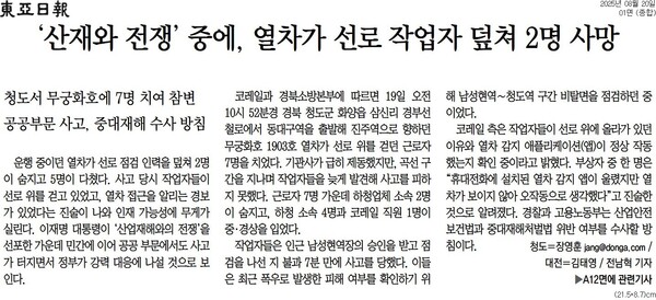 ▲20일 동아일보
