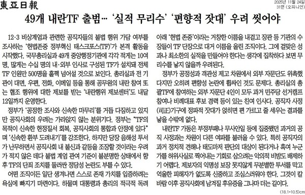 ▲24일자 동아일보 3면.